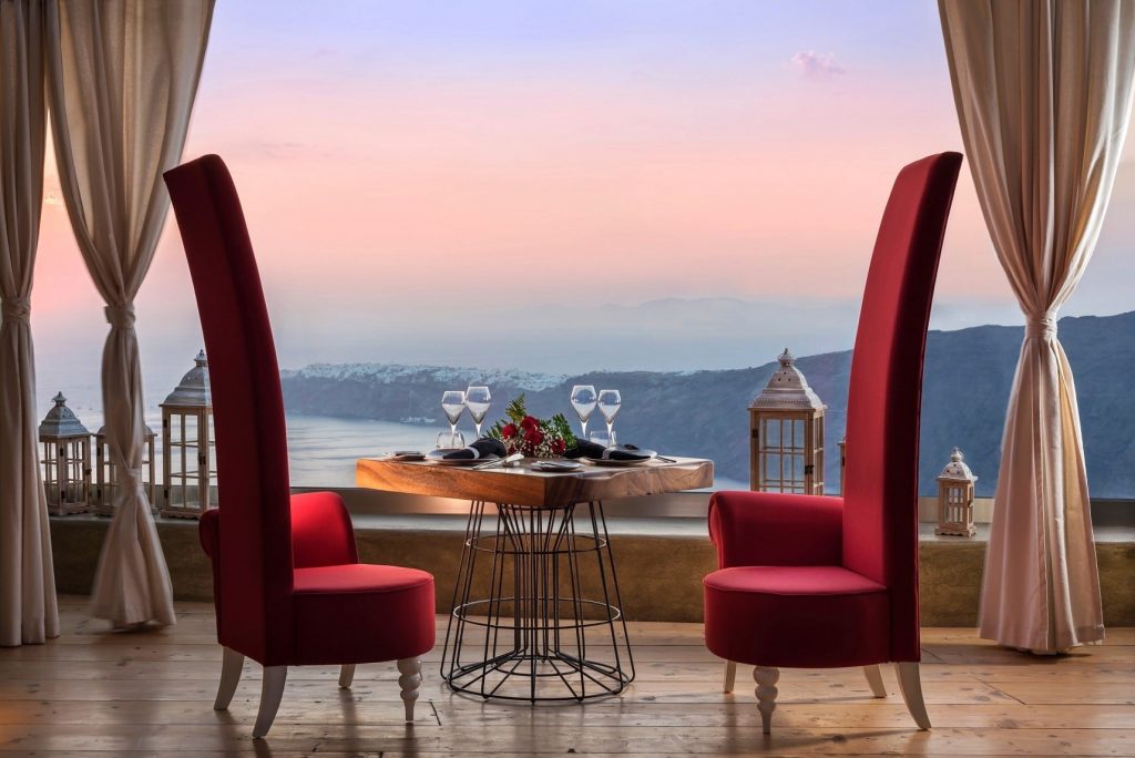 salle à manger privatisée hôtel Andronis Concept Santorin