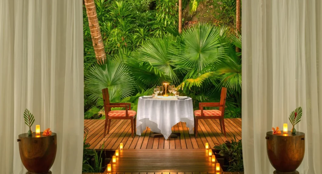 Voyages de luxe Antara Maia Seychelles diner privé