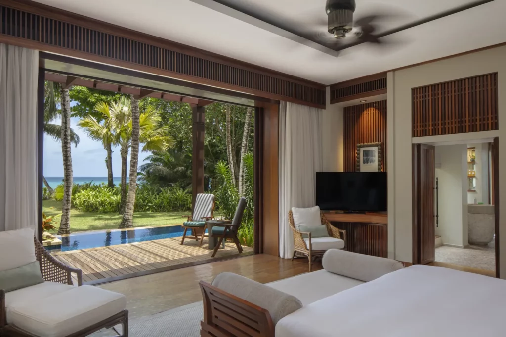 Voyages de luxe Antara Maia Seychelles villas villa chambre