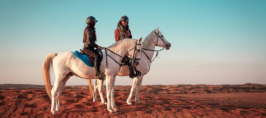 balade à cheval dans le désert de dubaï - voyages de luxe