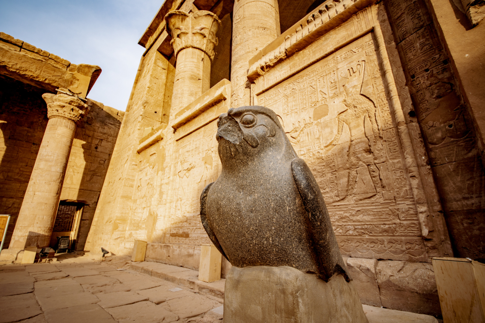 Statue,Of,Horus,Falcon,God,At,Temple,Of,Horus,Or