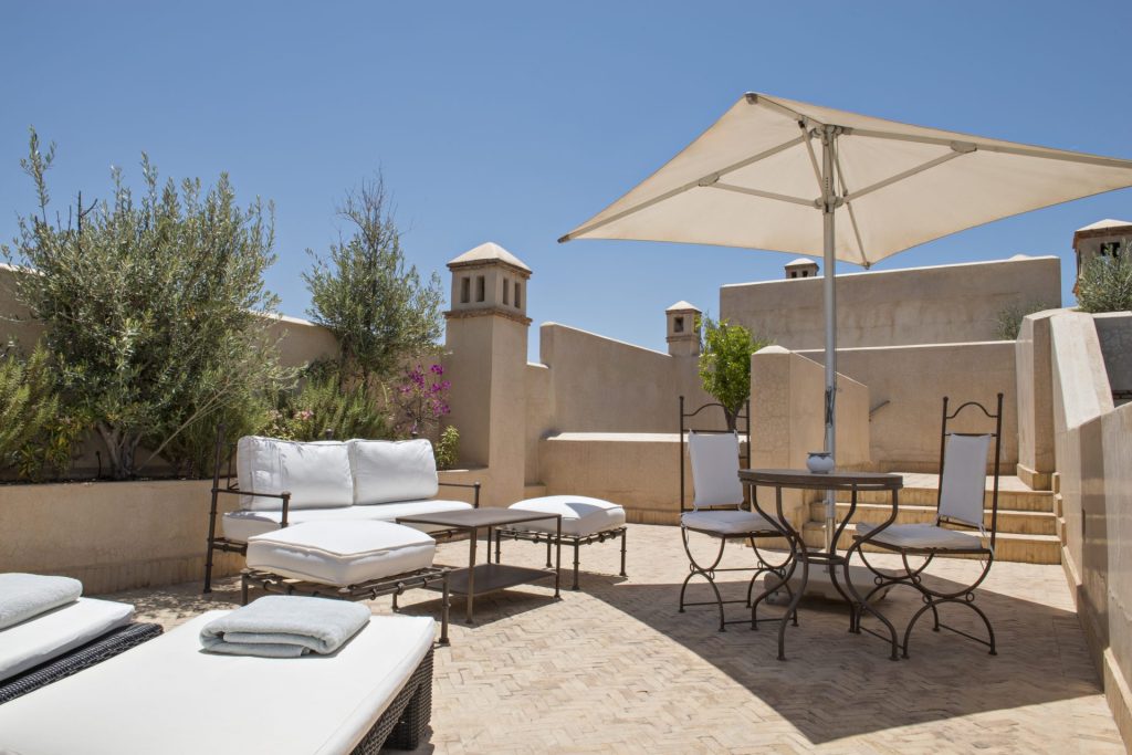 Terrasse privée avec vue à la Villa des Orangers à Marrakech