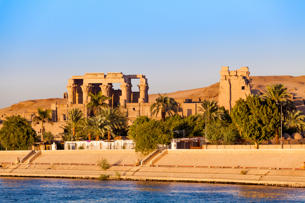 Kom,Ombo,Temple,,Egypt.,Temple,At,Sunset,On,The,Nile