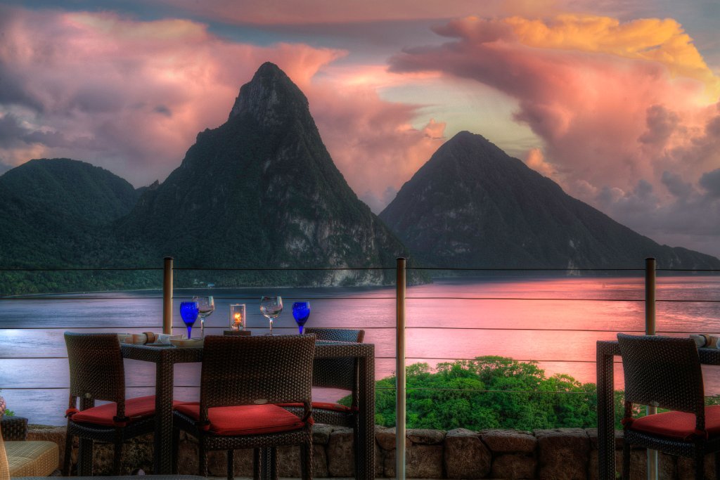 Restaurant Jade Mountain face aux Pitons