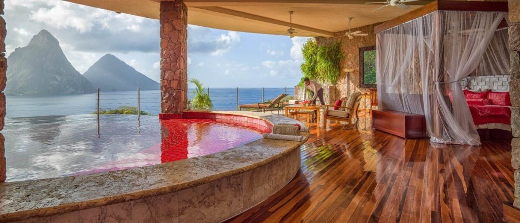 Jade Mountain Sun Sanctuary avec piscine privée et vue sur les Pitons à Sainte-Lucie