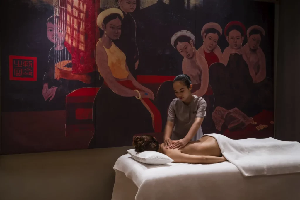 soin spa Amanoi massage dans un pavillon de bien-être au Vietnam