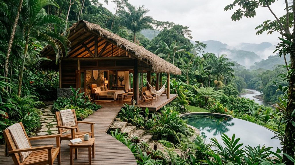 Eco-lodge de luxe intégré dans une nature tropicale luxuriante