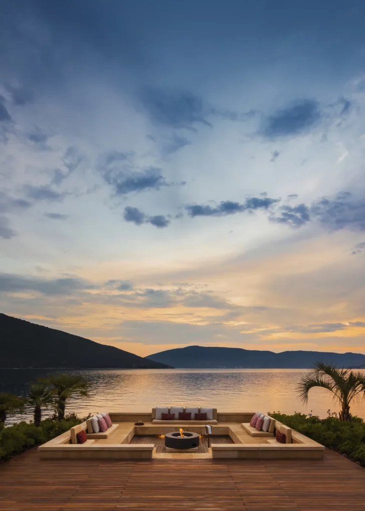 Terrasse de Villa One au coucher du soleil