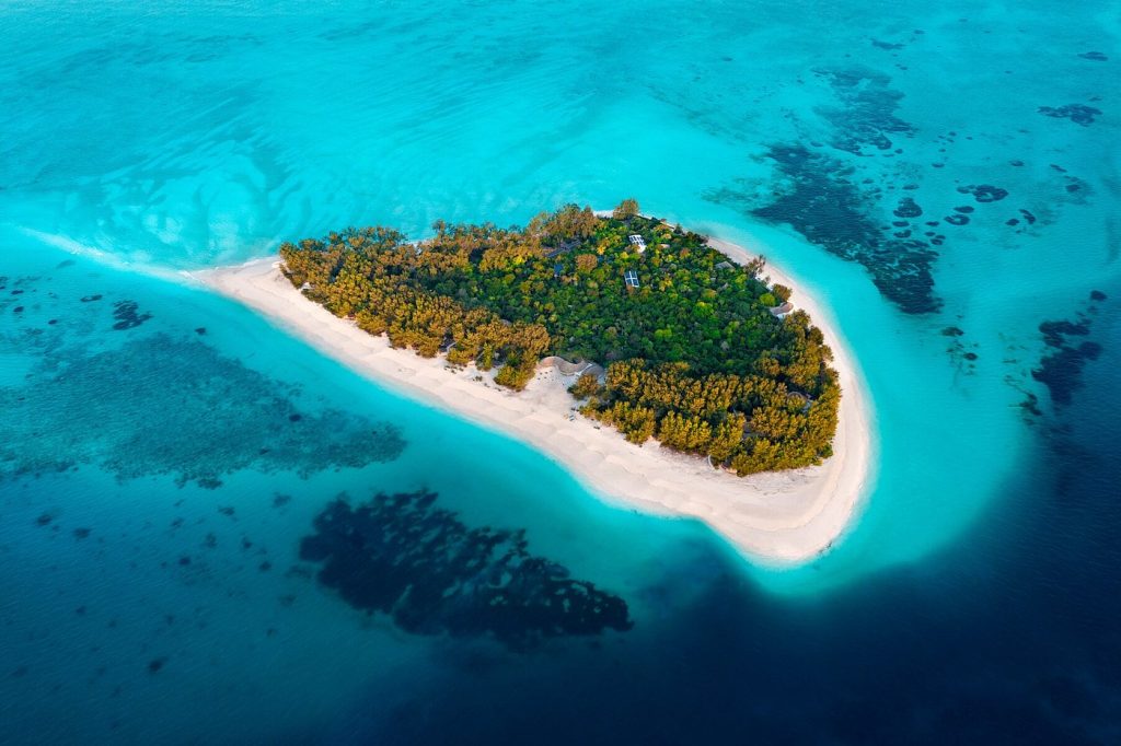 andBeyond Mnemba Island, vue aérienne, Zanzibar