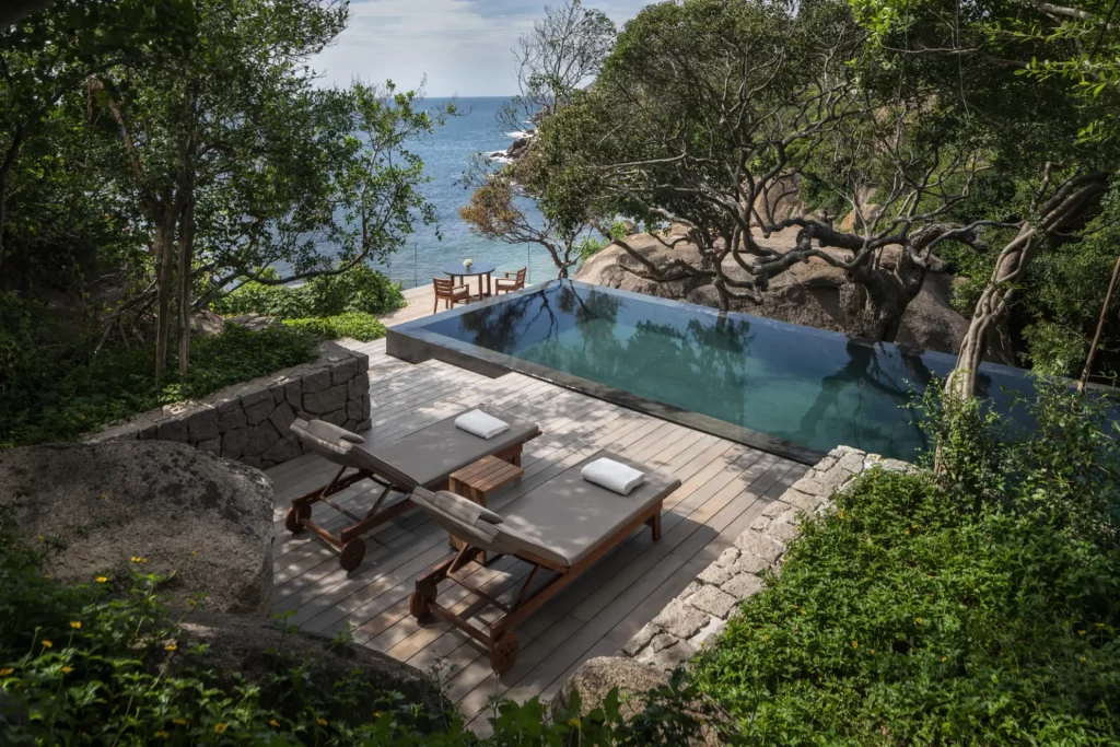 Piscine privée d’une Amanoi Ocean Pool Villa lors d’un voyage d’exception au Vietnam