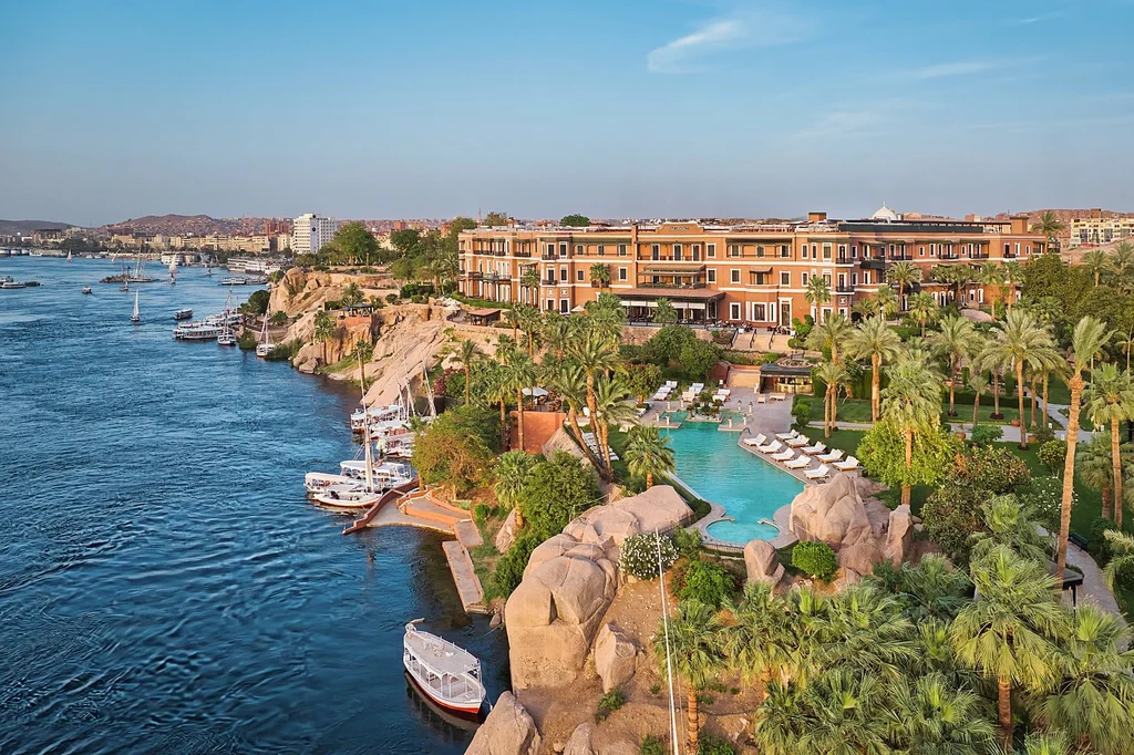 Vue du Mandarin Oriental Old Cataract sur les rives du Nil à Assouan